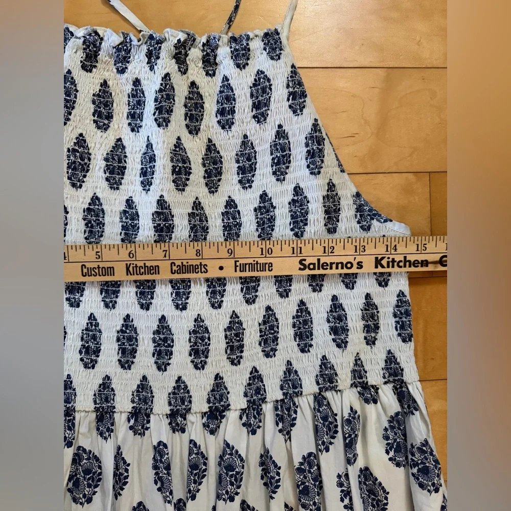 J. Crew Friday Dress in Gathered Floral Block Print  Maxi Dress - Navy Wht  - L